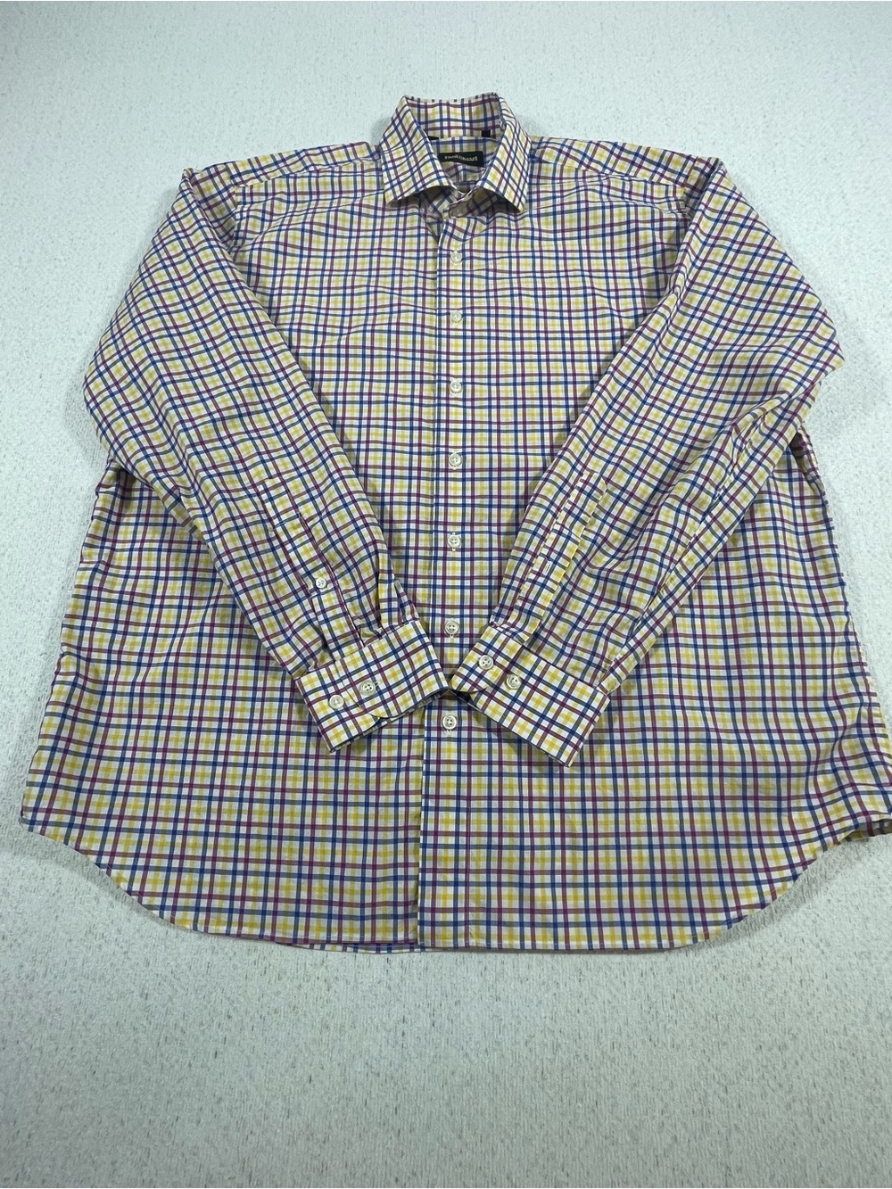 Paul Stuart Men's XL Multicolor Plaid Woven Cotton Long Sleeve Shirt. SKU#0625